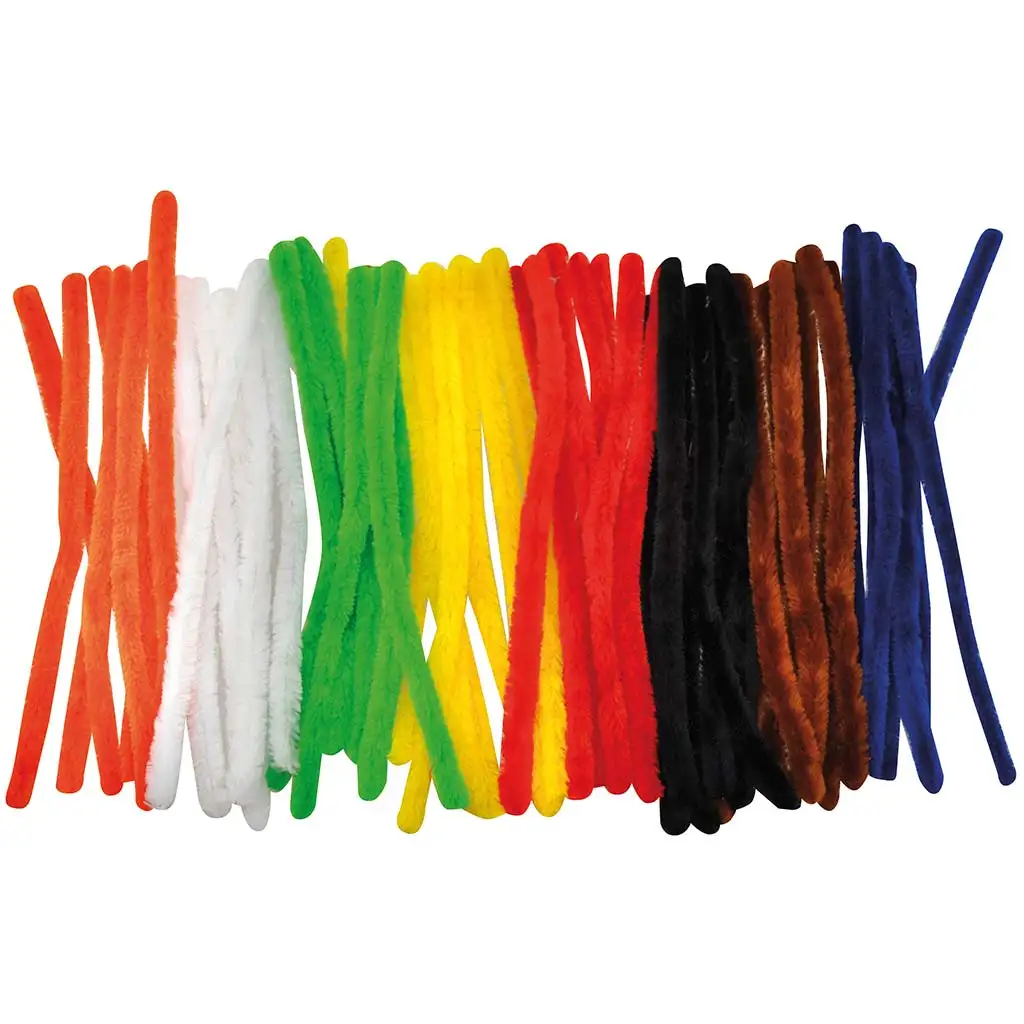 imagen de PlayBox: Hilos de chenilla de colores colores básicos 1,6x28cm paquete de 50 unidades 1