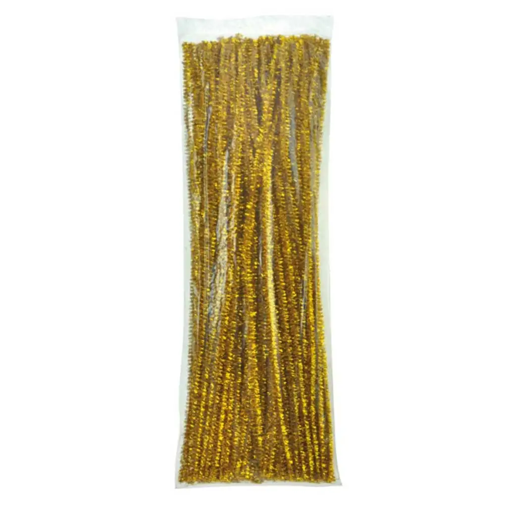 imagen de PlayBox: Hilos de chenilla dorados 100ud 6mm 1
