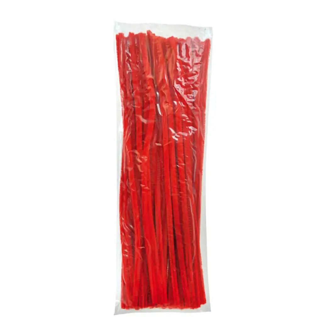 imagen de PlayBox: Hilos de chenilla rojos 100ud 6mm 1