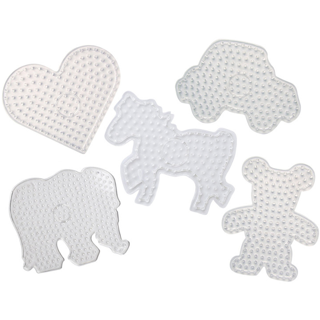 imagen de PlayBox: juego de bases planas de perlas planchables de tamaño XL - 5 unidades, formas variadas 1