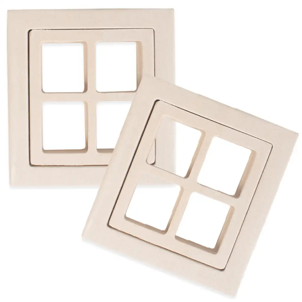 imagen de PlayBox: Juego de ventanas de madera 2 piezas 8x8,5cm 1