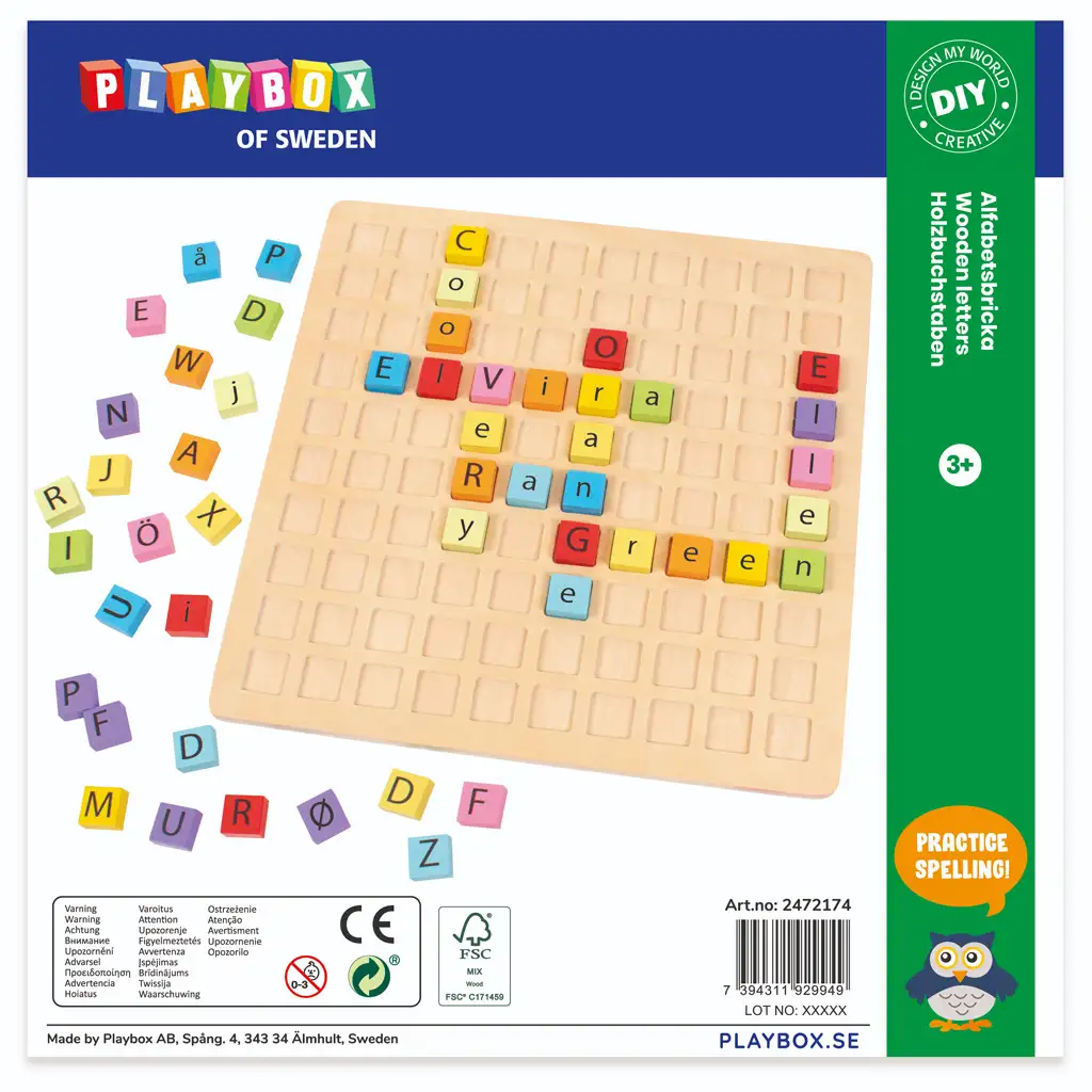 imagen de PlayBox: Juego educativo de madera ABC colorido 25x25cm 1