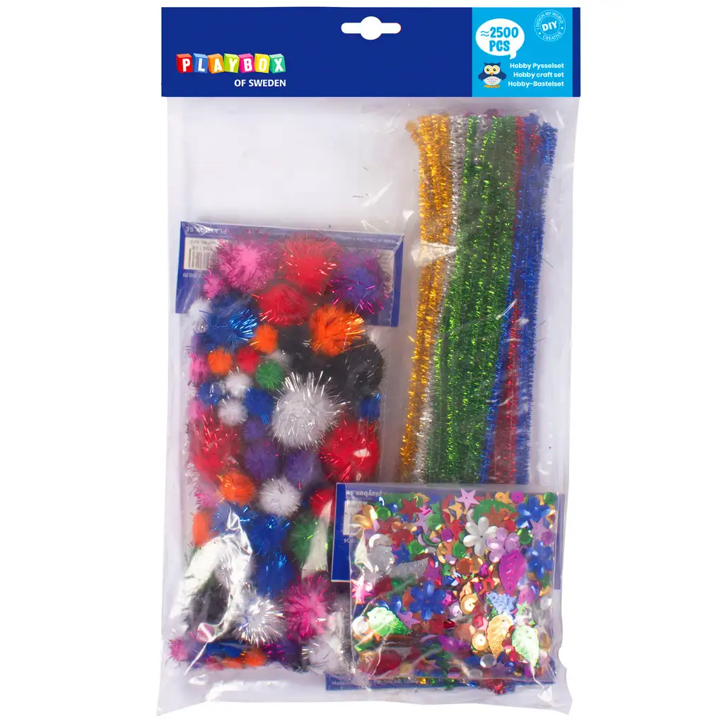 imagen de PlayBox: Kit creativo con chenilla, pompones y purpurina de 2500 piezas 2