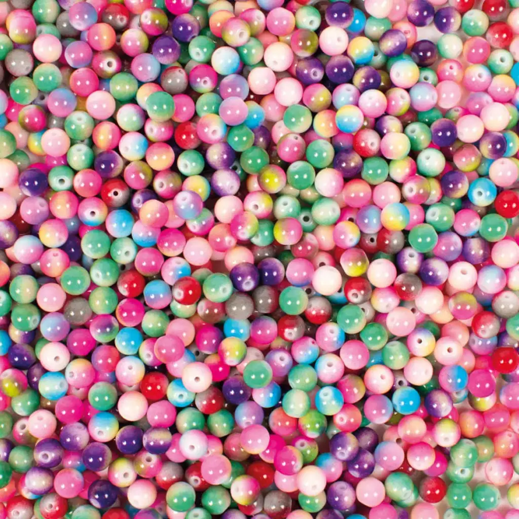 imagen de Playbox: Kit de cuentas de vidrio de mezcla de colores enhebrables – Ø 8 mm paquete de 250 unidades 1