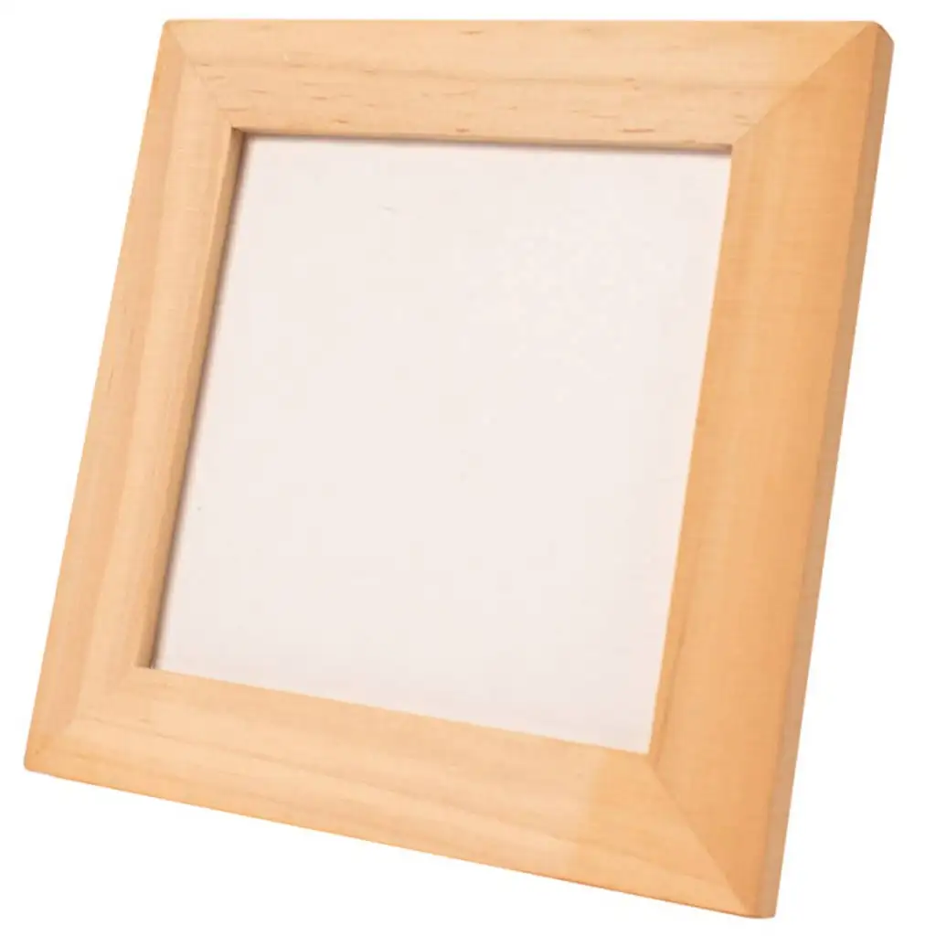 imagen de Playbox: Marco de fotos de madera natural pintable – 120 x 120 mm 1