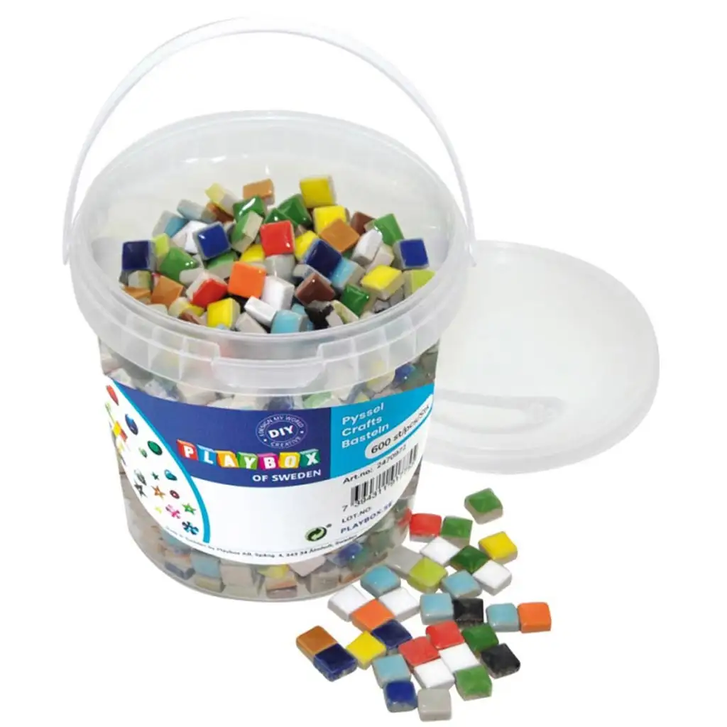 imagen de PlayBox: Mezcla de mosaicos creativos coloridos 12x12mm paquete de 600 piezas 1