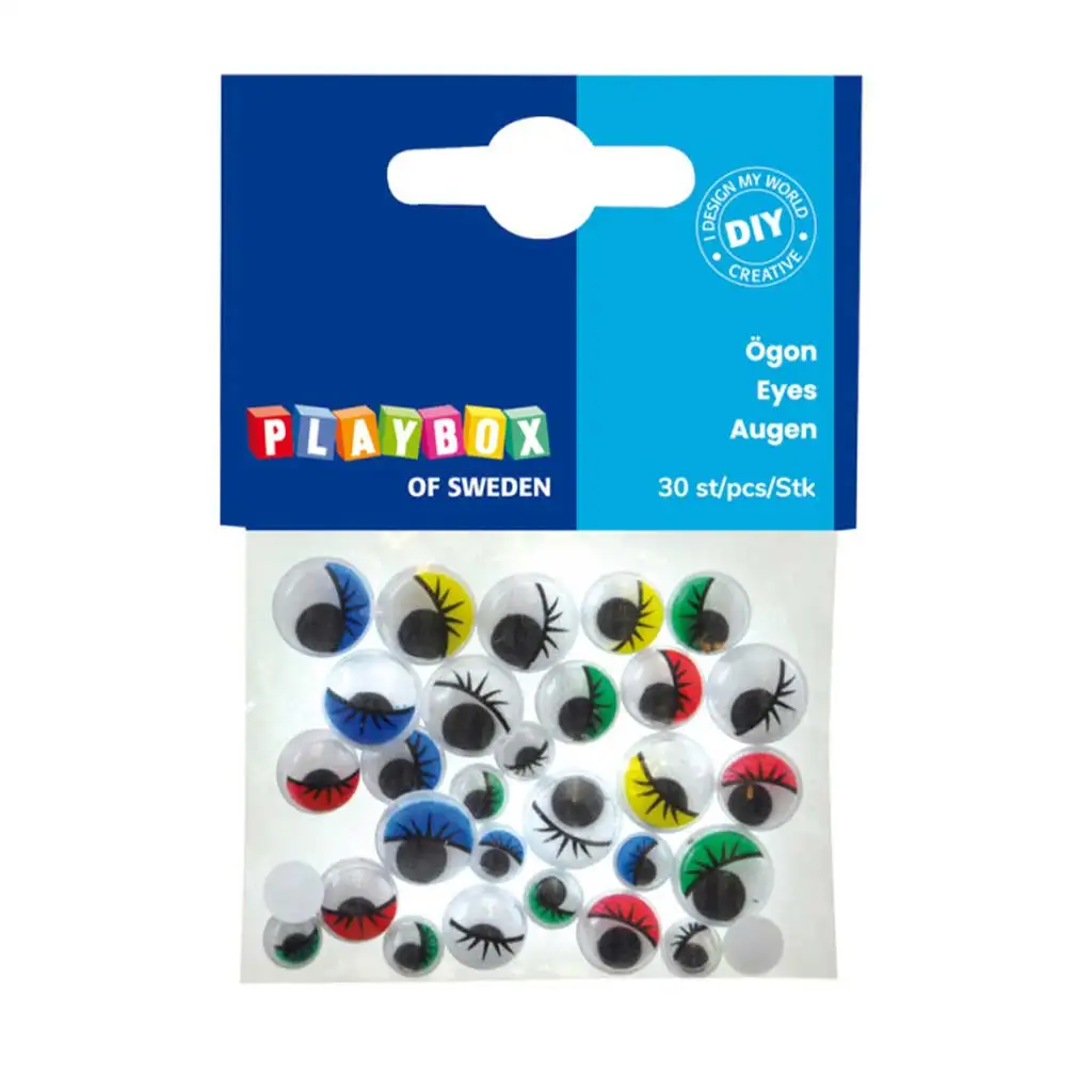 imagen de PlayBox: Ojos móviles de colores con pestañas en varios tamaños 30uds 1