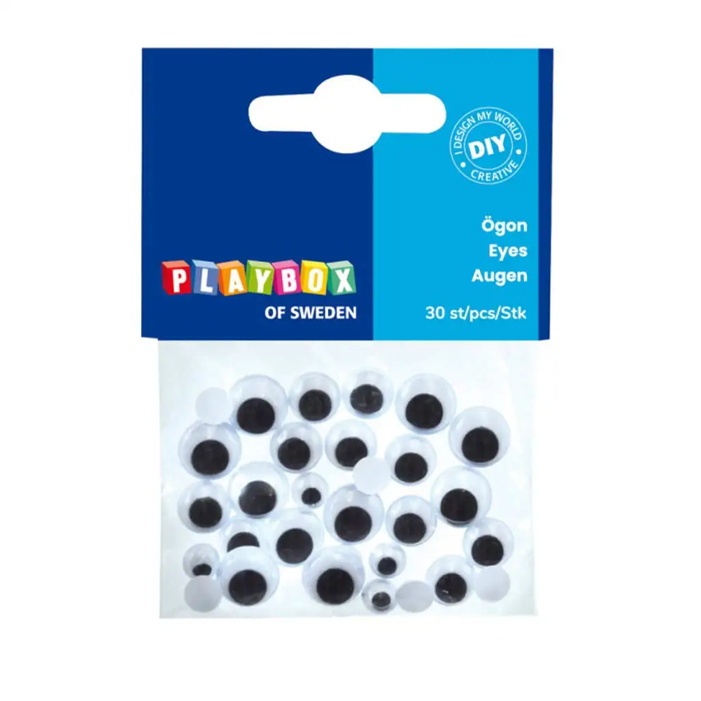 imagen de PlayBox: Ojos móviles en blanco y negro con pestañas en varios tamaños 30ud 1