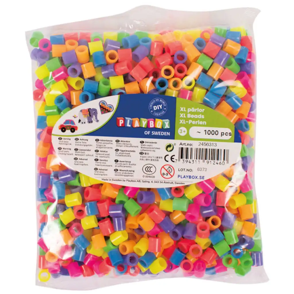 imagen de PlayBox: paquete de 1000 cuentas planchables XL MAXI de color neón de 9 mm 1