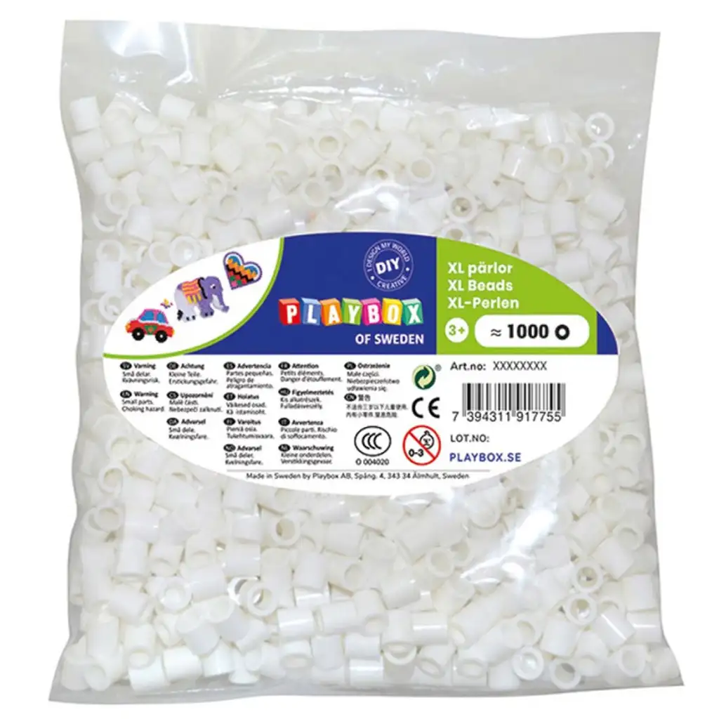 imagen de PlayBox: paquete de 1000 cuentas XL MAXI planchables de 9 mm en color blanco 1