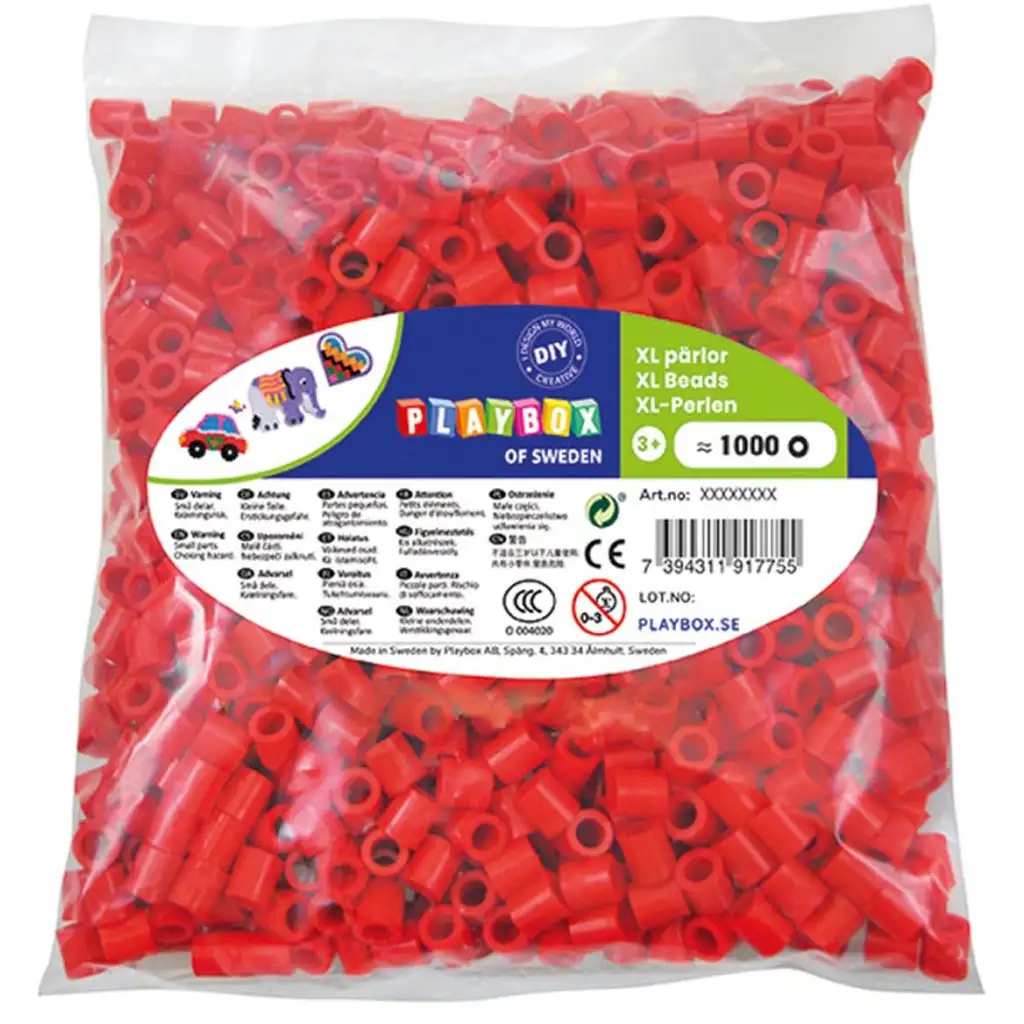 imagen de PlayBox: paquete de 1000 cuentas XL MAXI planchables de 9 mm en color rojo 1
