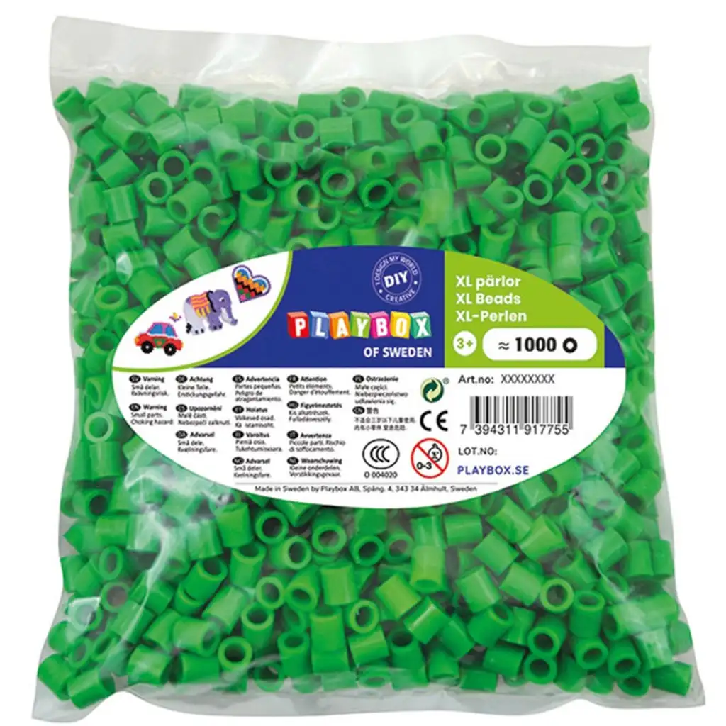 imagen de PlayBox: paquete de 1000 cuentas XL MAXI planchables de 9 mm en color verde 1