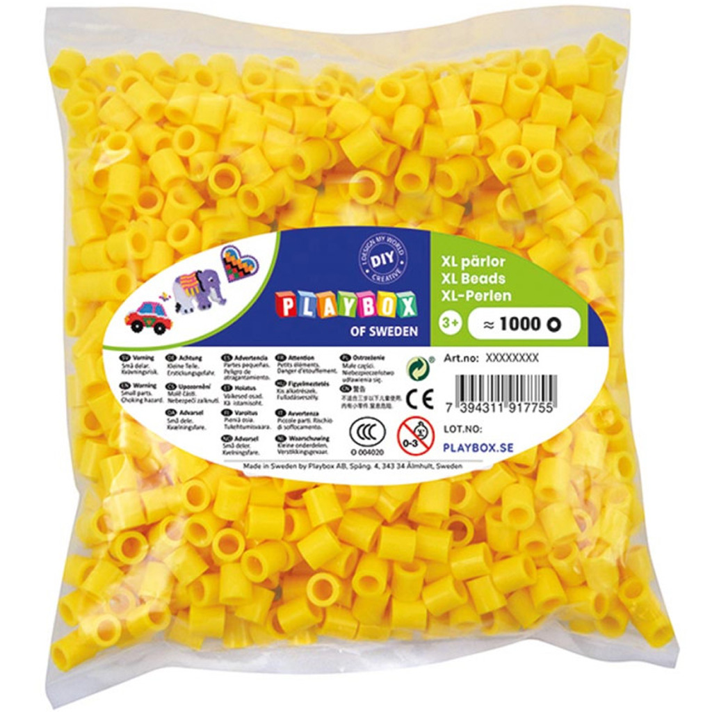 imagen de PlayBox: paquete de 1000 cuentas XL MIDI planchables de 9 mm en color amarillo 1