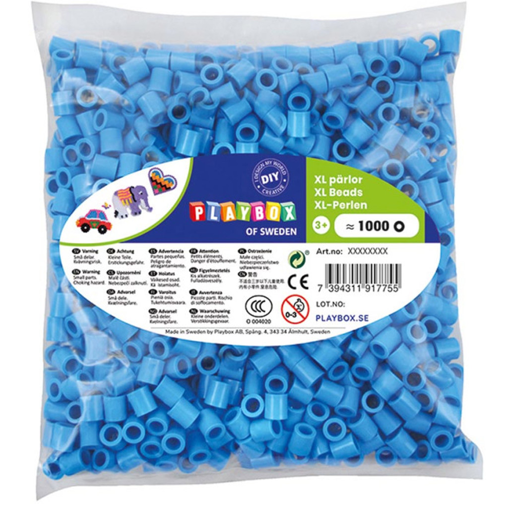 imagen de PlayBox: paquete de 1000 cuentas XL MIDI planchables de 9 mm en color azul 1