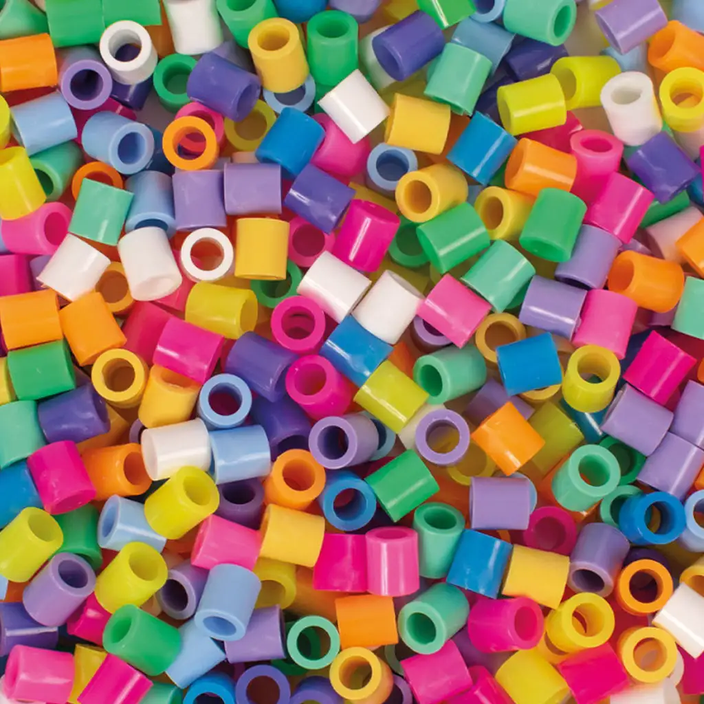 imagen de PlayBox: paquete de 1400 cuentas planchables XL MAXI en colores pastel y neón de 9 mm en un cubo 2