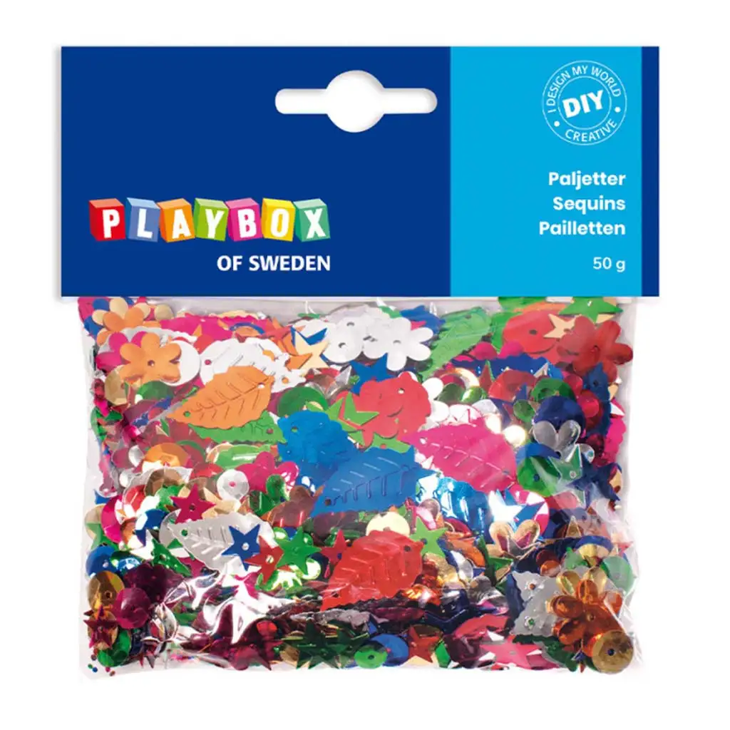imagen de PlayBox: Paquete de 50g de lentejuelas de varios tamaños, colores y formas 1