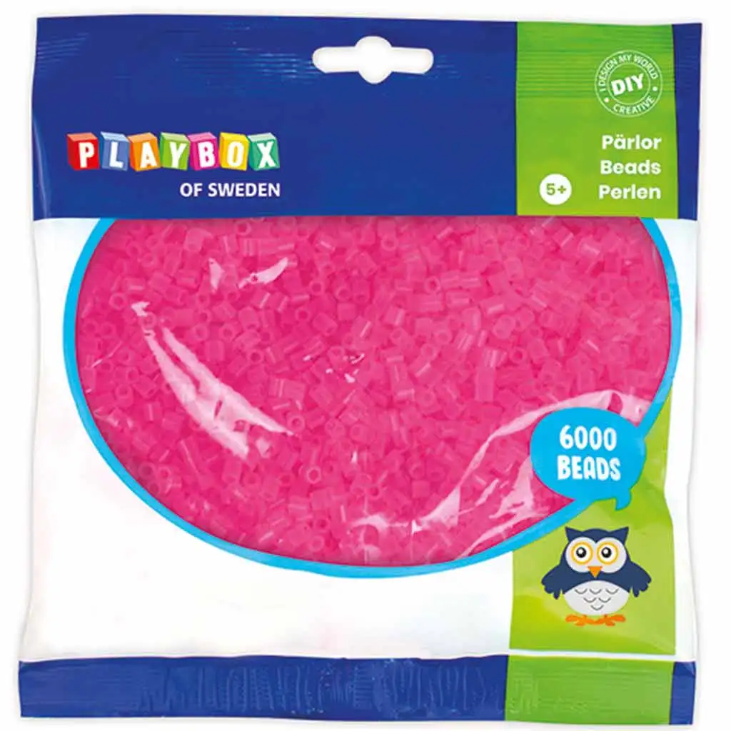 imagen de PlayBox: paquete de 6000 perlas planchables MIDI transparentes de 5 mm en color rosa 1