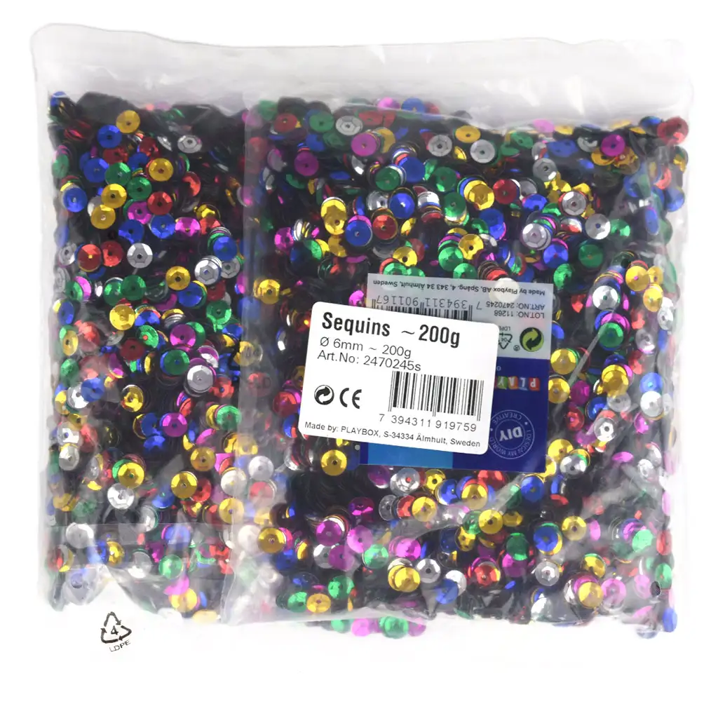 imagen de PlayBox: Paquete de lentejuelas de colores para coser 6mm 1