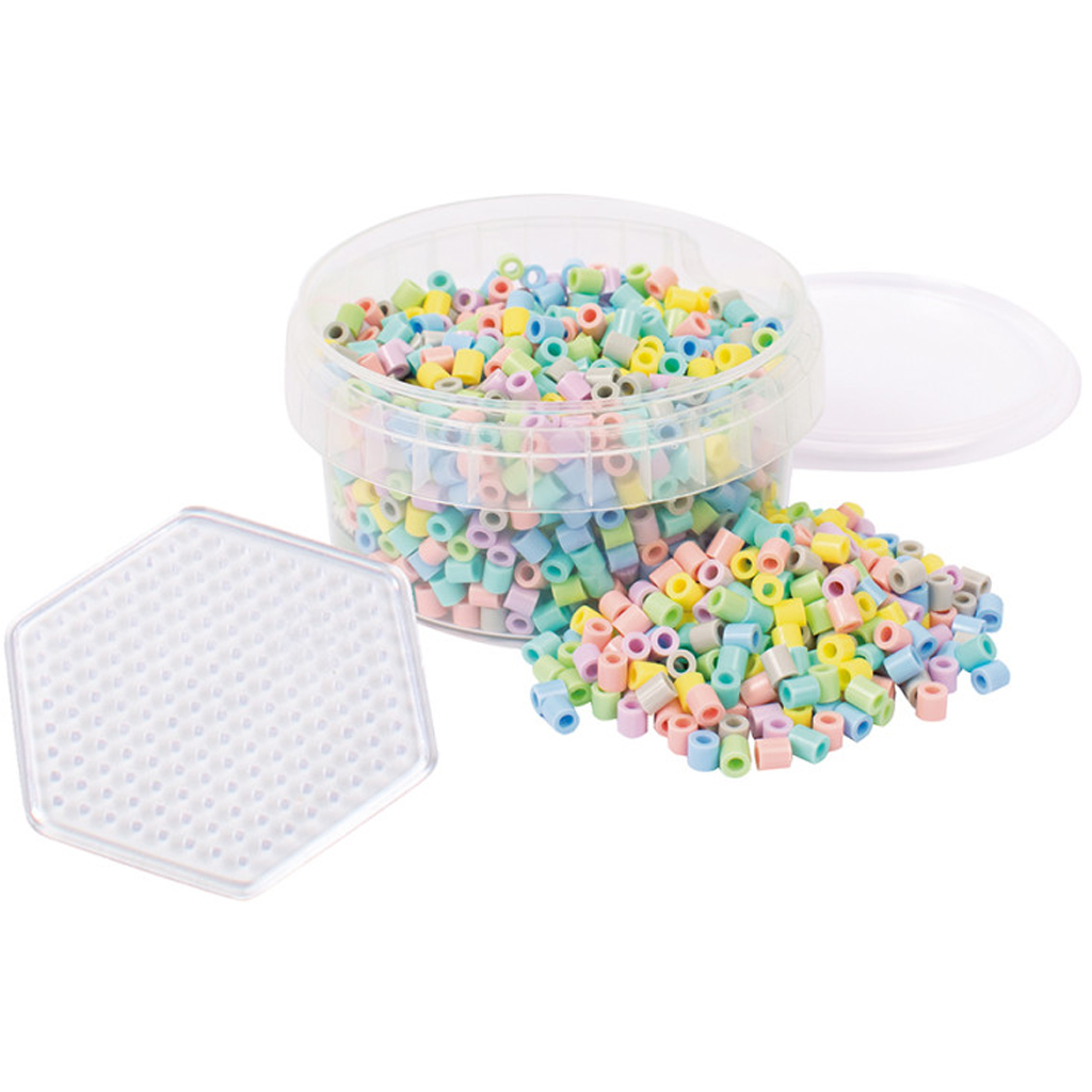 imagen de PlayBox: Perlas de color pastel MIDI de 5 mm planchables con base hexagonal de 1000 unidades 1