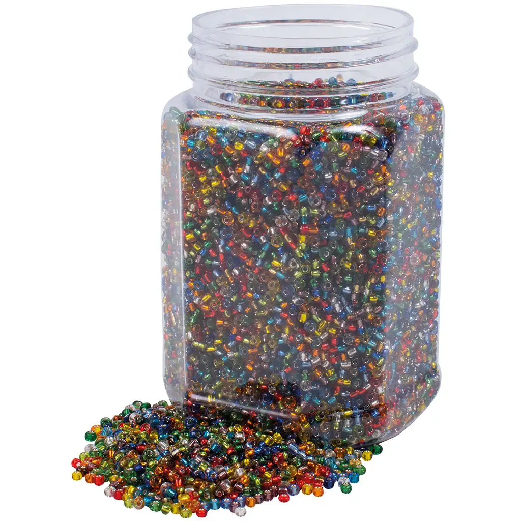 imagen de PlayBox: Perlas de plástico coloridas y transparentes de 2-3 mm 500g 1