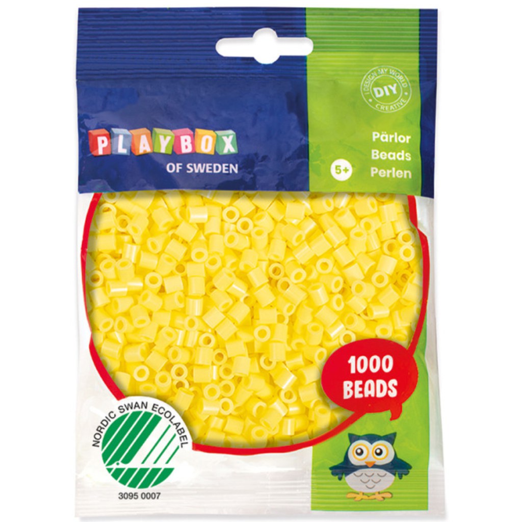 imagen de PlayBox: Perlas planas de 5 mm para planchar en color amarillo pastel, 1000 unidades 1