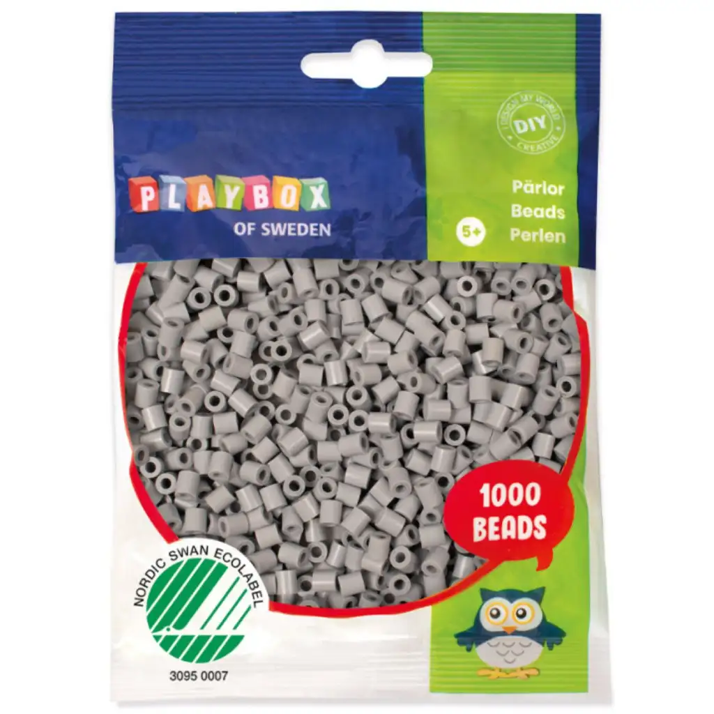 imagen de PlayBox: Perlas planas de 5 mm para planchar en color gris claro, paquete de 1000 unidades 1