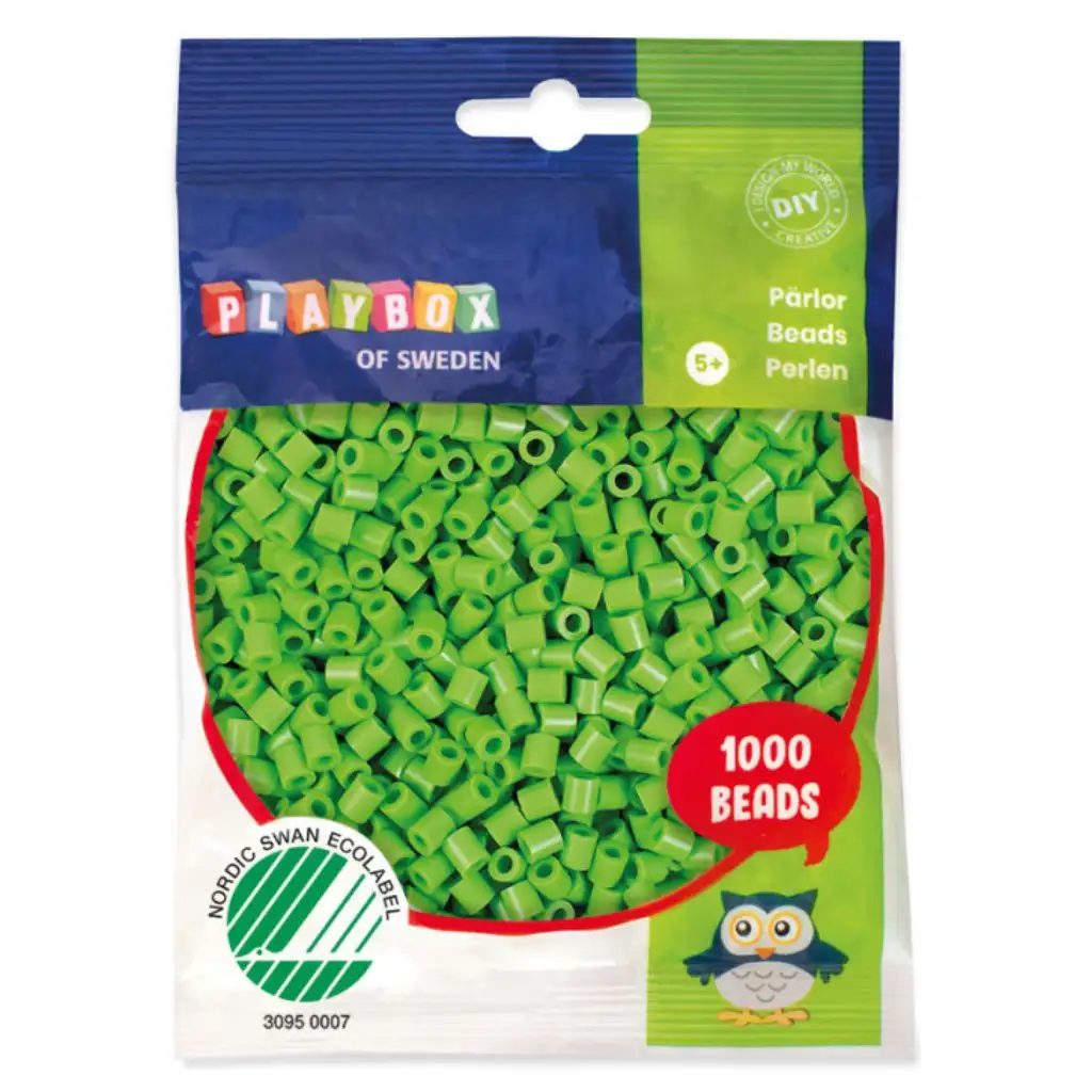 imagen de PlayBox: Perlas planas de 5 mm para planchar en color verde claro, paquete de 1000 unidades 1