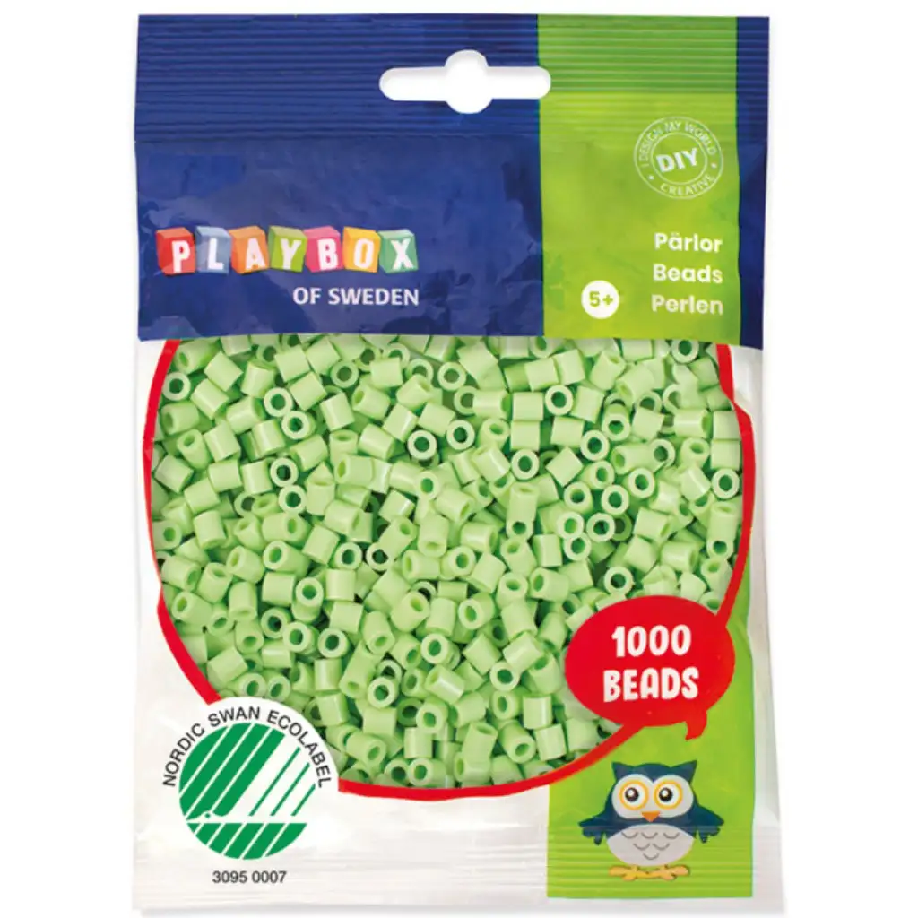 imagen de PlayBox: Perlas planas de 5 mm para planchar en color verde pastel, 1000 unidades 1