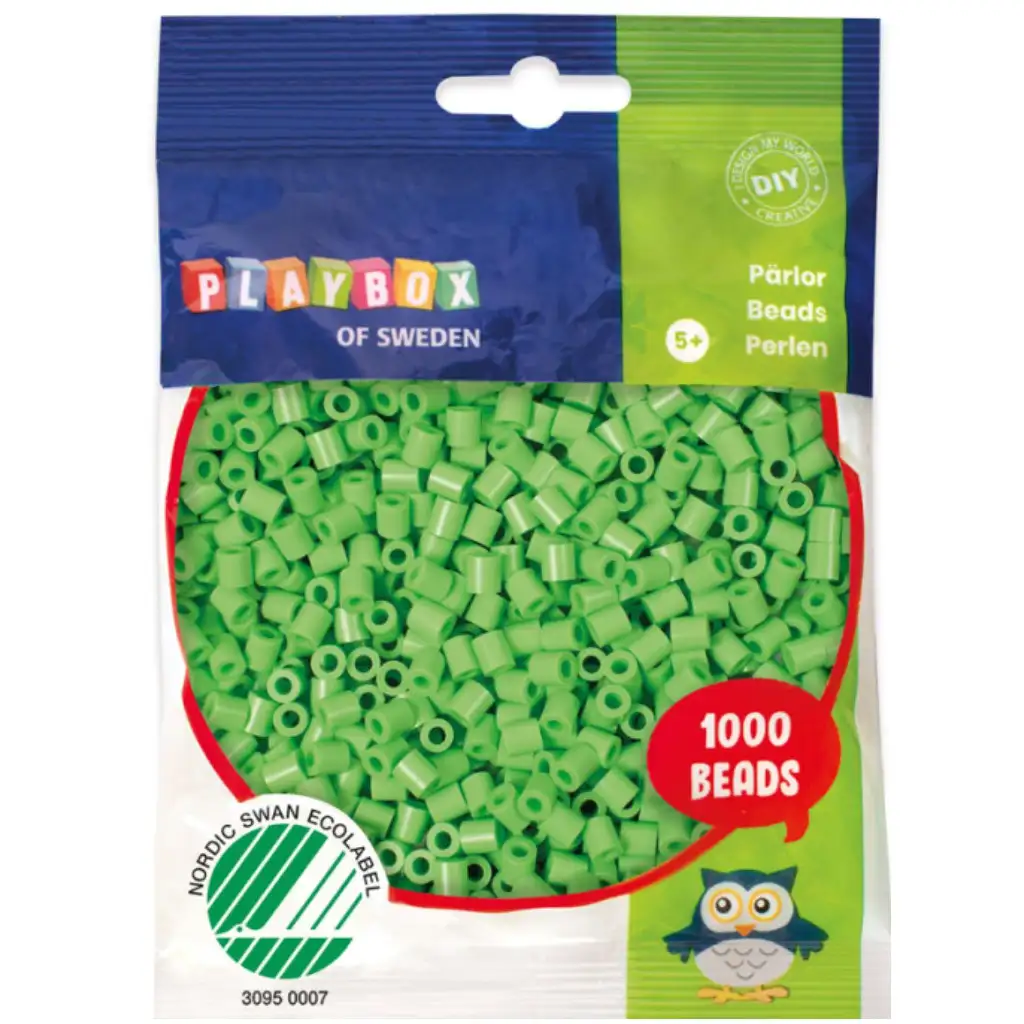 imagen de PlayBox: Perlas planas de 5 mm para planchar en color verde primavera, paquete de 1000 unidades 1