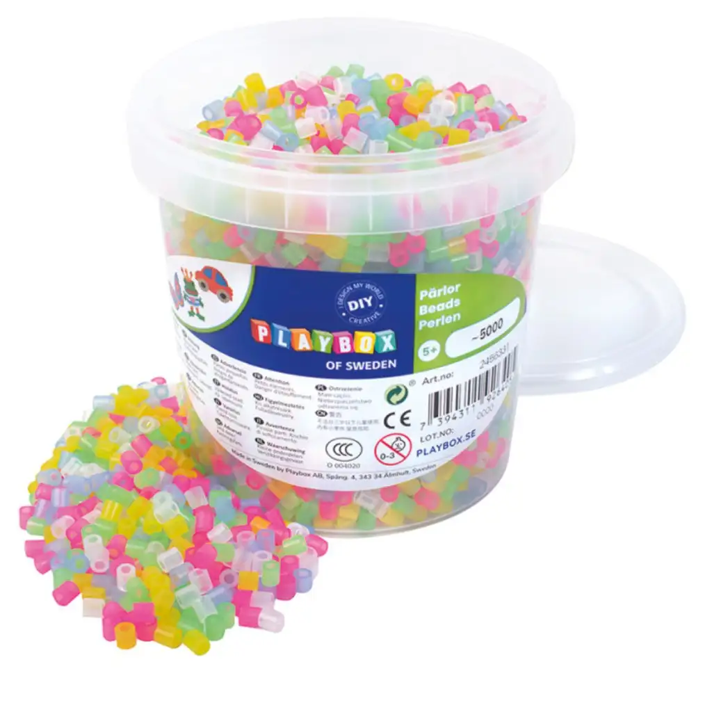 imagen de PlayBox: Perlas planas de 5mm para planchar en un cubo de mezcla transparente de 5000 piezas 1