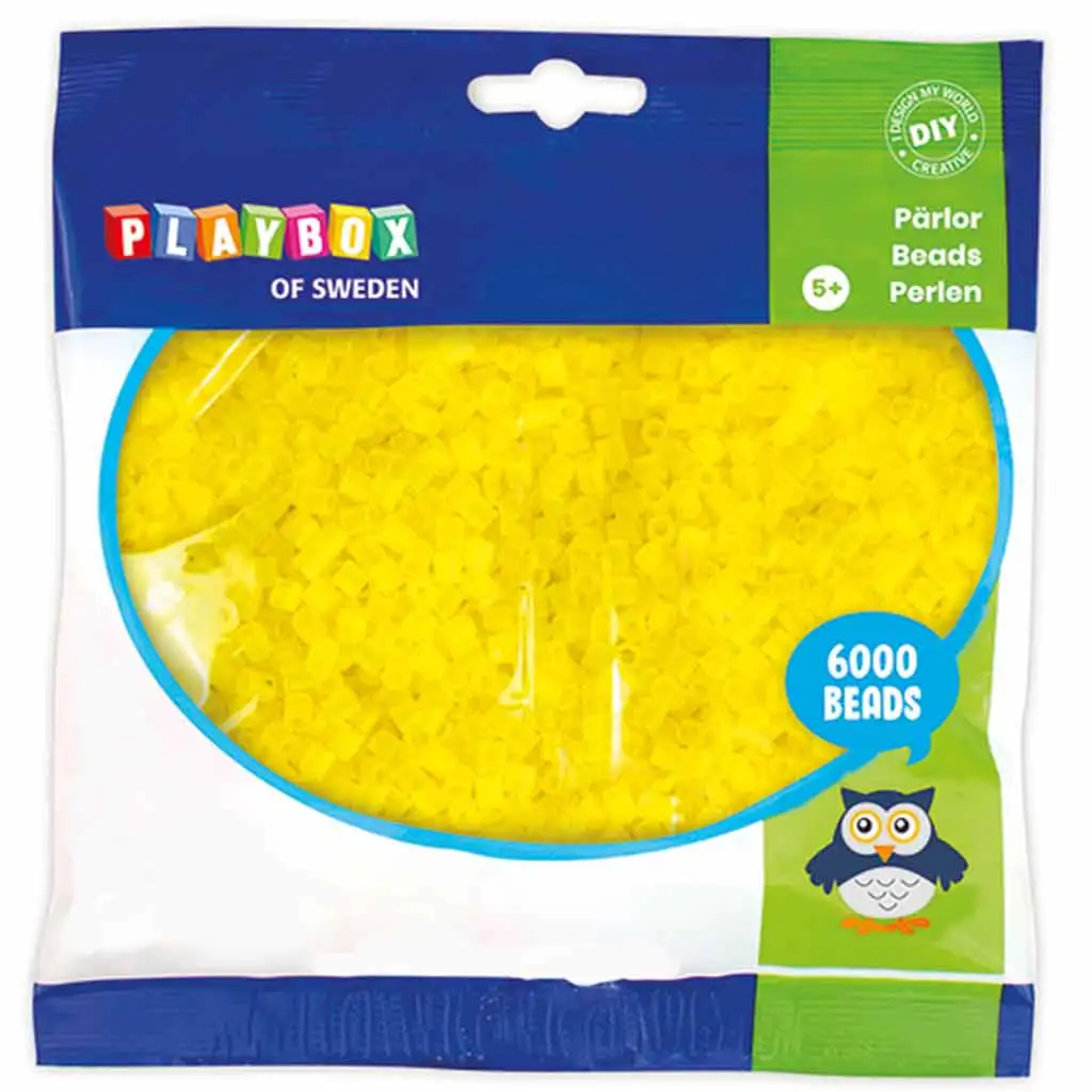 imagen de PlayBox: Perlas planas MIDI de 5 mm en color amarillo limón en paquete de 6000 unidades 1