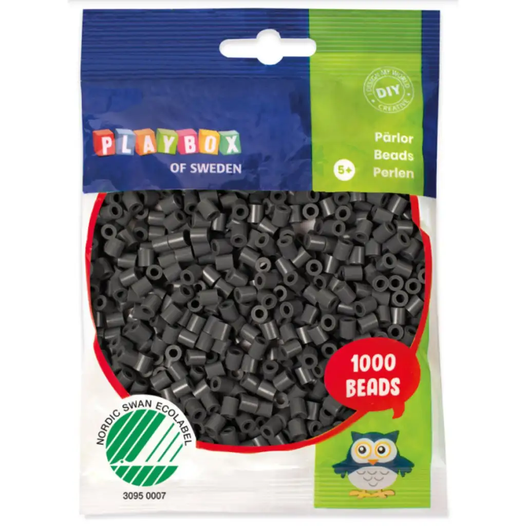 imagen de PlayBox: Perlas planas MIDI de 5 mm en color gris oscuro, 1000 unidades 1