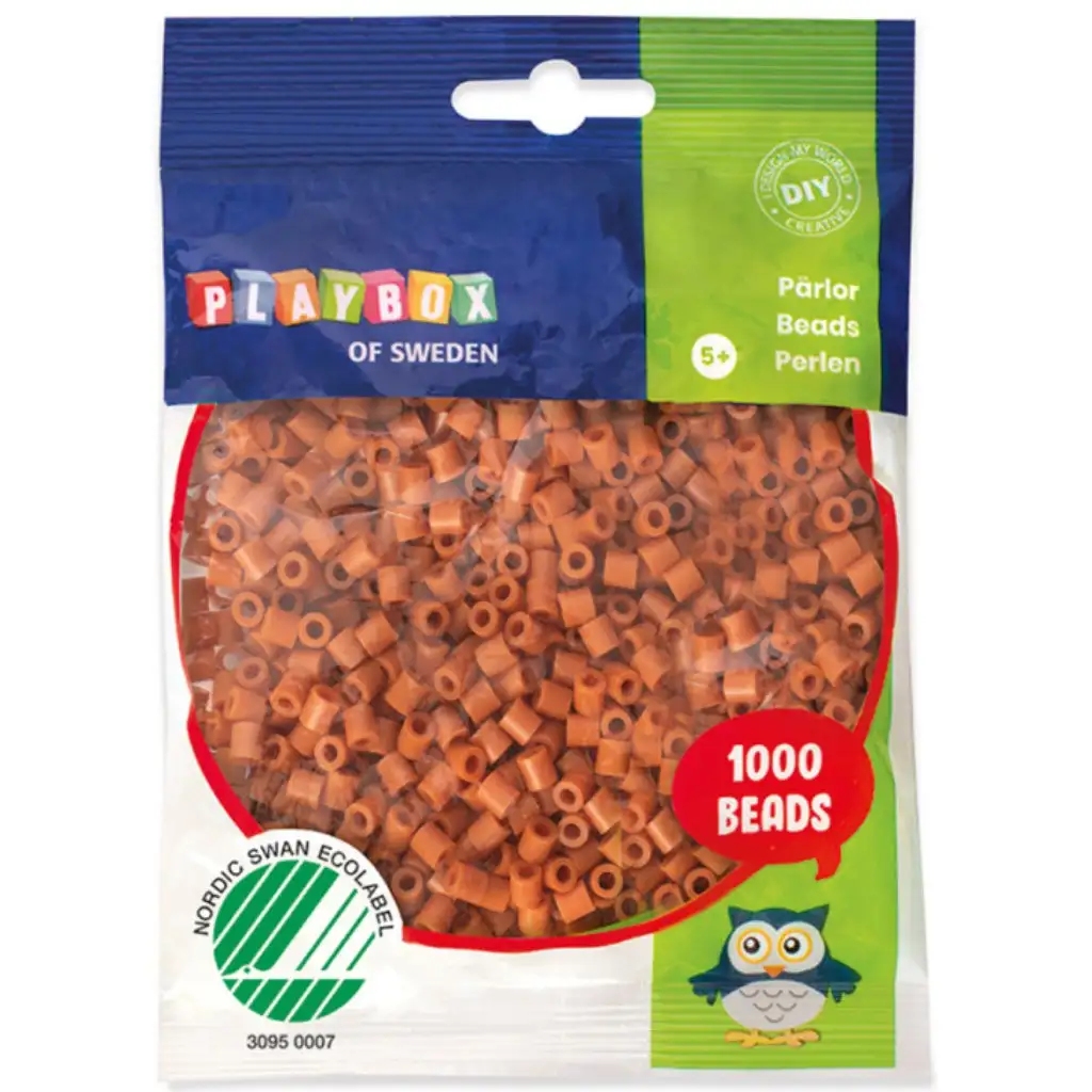 imagen de PlayBox: Perlas planas MIDI de 5 mm en color marrón claro, 1000 unidades 1