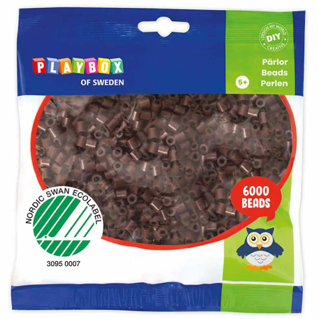 imagen de PlayBox: Perlas planas MIDI de 5 mm en color marrón, paquete de 6000 unidades 1