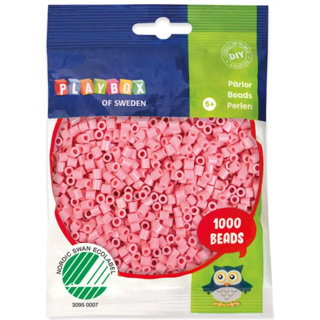 imagen de PlayBox: Perlas planas MIDI de 5 mm en color rosa pastel de 1000 unidades 1