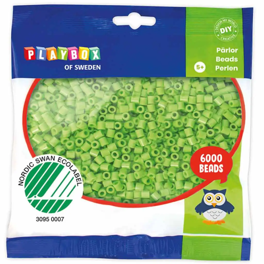 imagen de PlayBox: Perlas planas MIDI de 5 mm en color verde claro, paquete de 6000 unidades 1