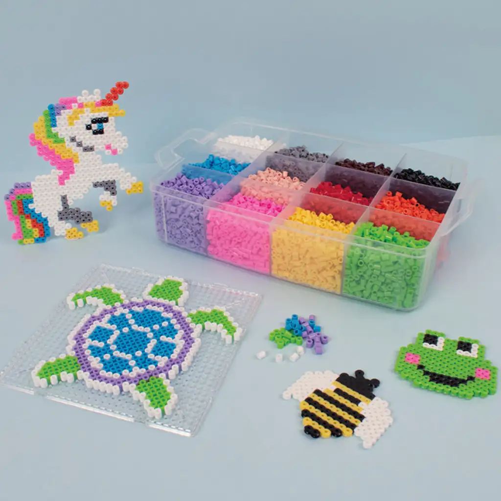 imagen de PlayBox: Perlas planchables MIDI de 5 mm en 12 colores en caja de almacenamiento 12000 unidades 2