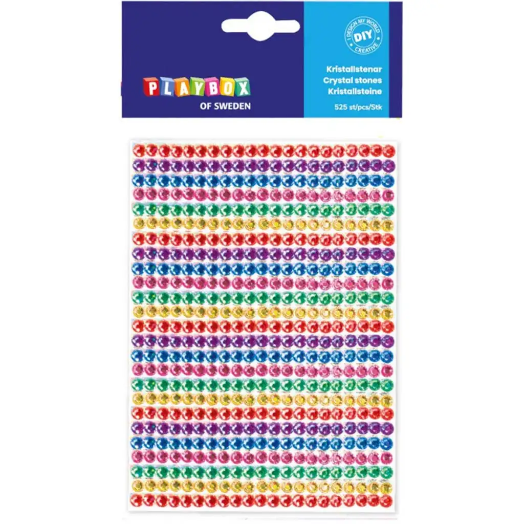 imagen de PlayBox: Piedras de strass autoadhesivas de colores 525ud 5mm 1