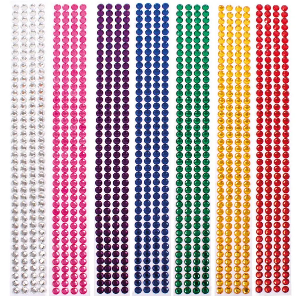 imagen de PlayBox: Piedras de strass de colores autoadhesivas 1176ud 8mm 1
