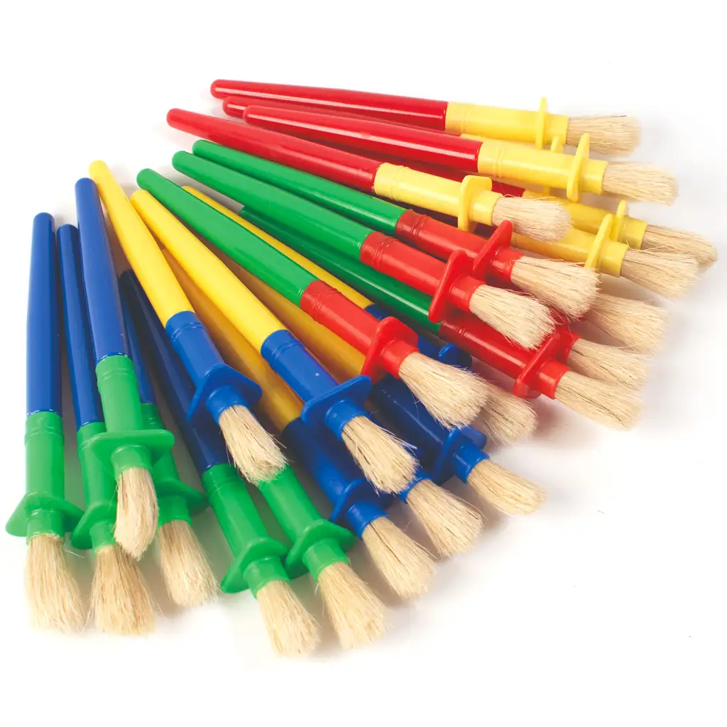 imagen de PlayBox: Pincel de cerda de jabalí para niños con protector contra salpicaduras 1ud 1