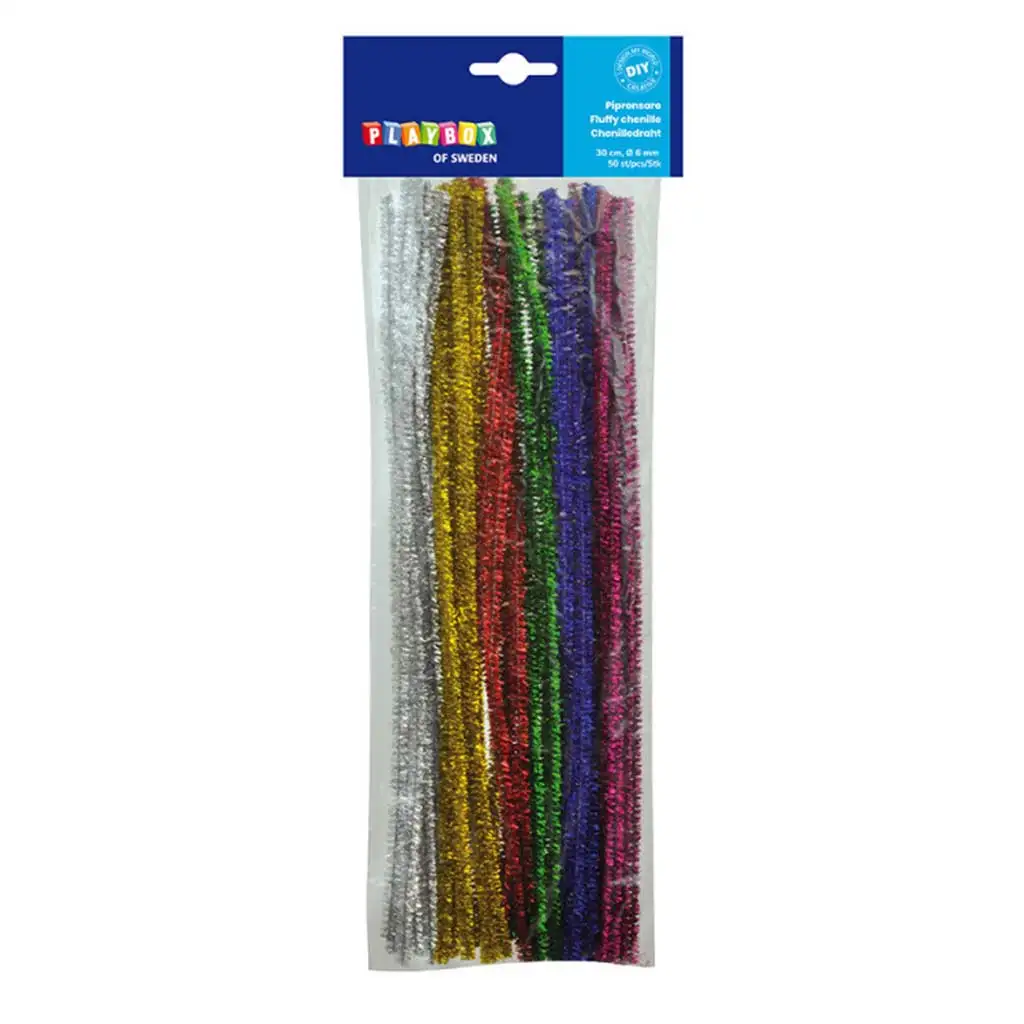 imagen de PlayBox: Pipas de chenilla brillantes 50ud 6mm 1