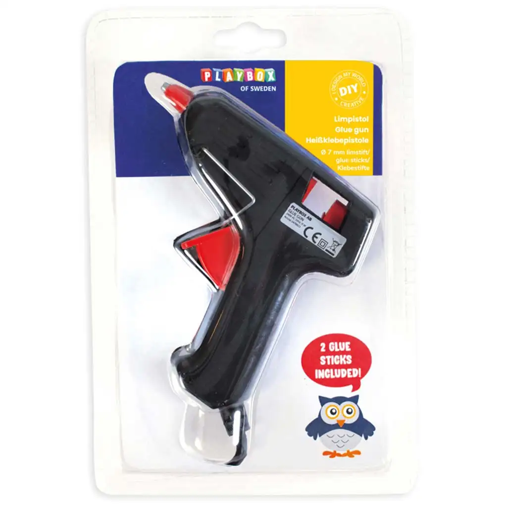 imagen de PlayBox: Pistola de pegamento de tamaño pequeño, de baja temperatura con 2 barras de pegamento de 7mm 1