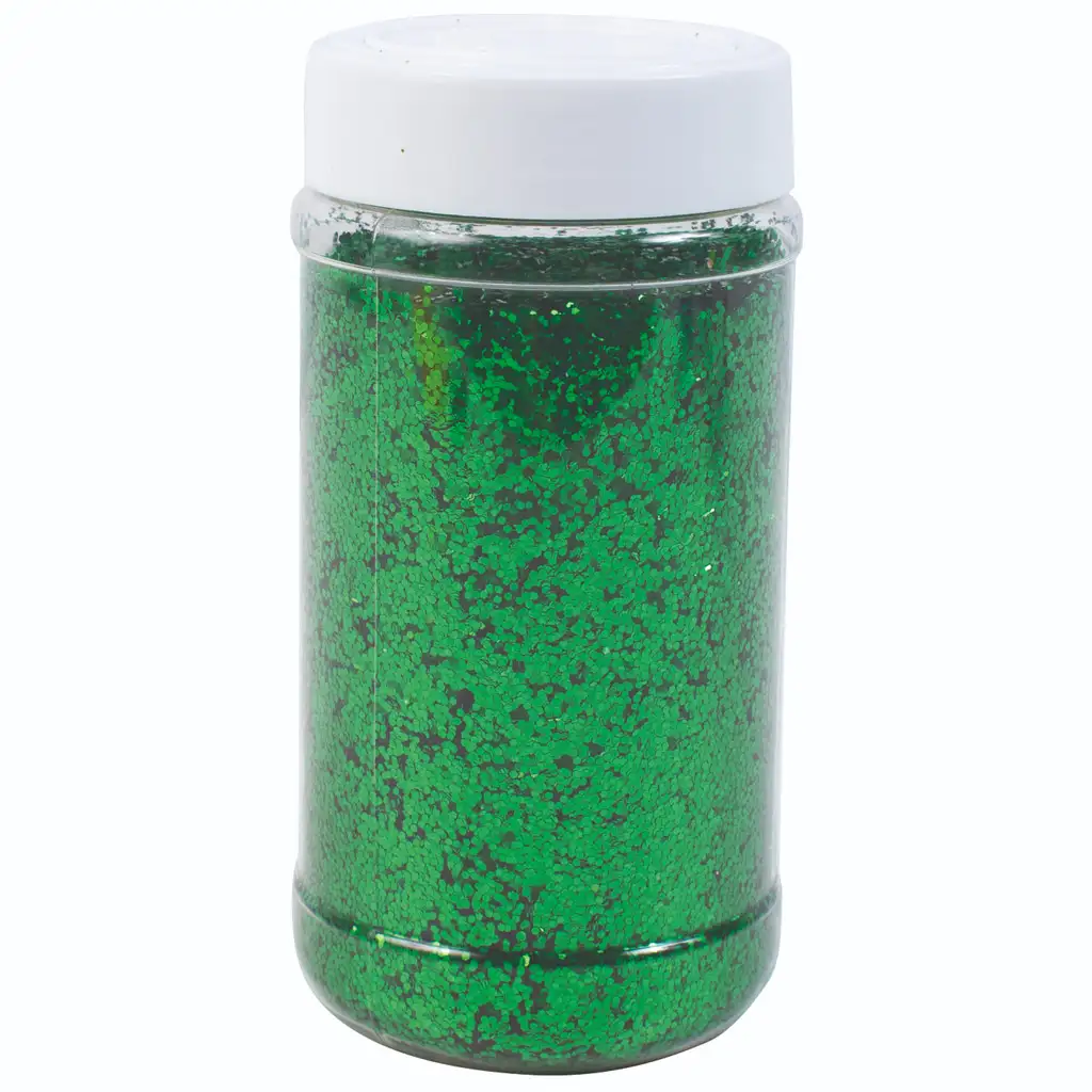 imagen de PlayBox: Purpurina verde en frasco de 250 gramos 1