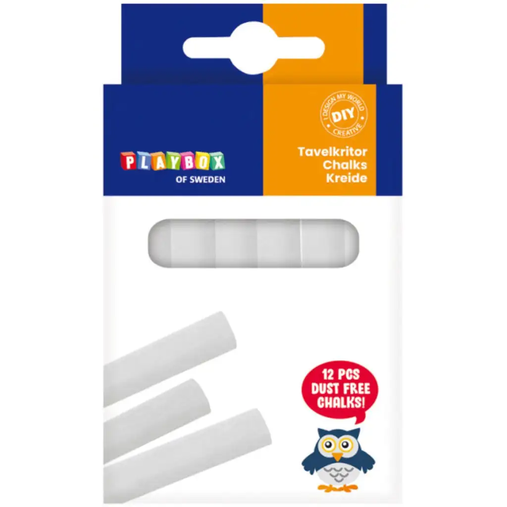 imagen de PlayBox: Set de 12 tizas blancas de 8 cm de largo y 9 mm de diámetro 1