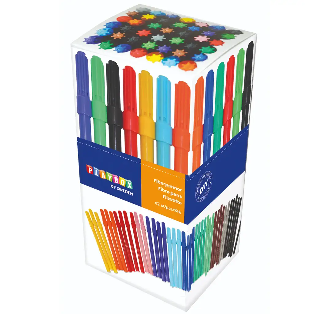 imagen de PlayBox: Set de 42 rotuladores de fieltro delgados de colores 1