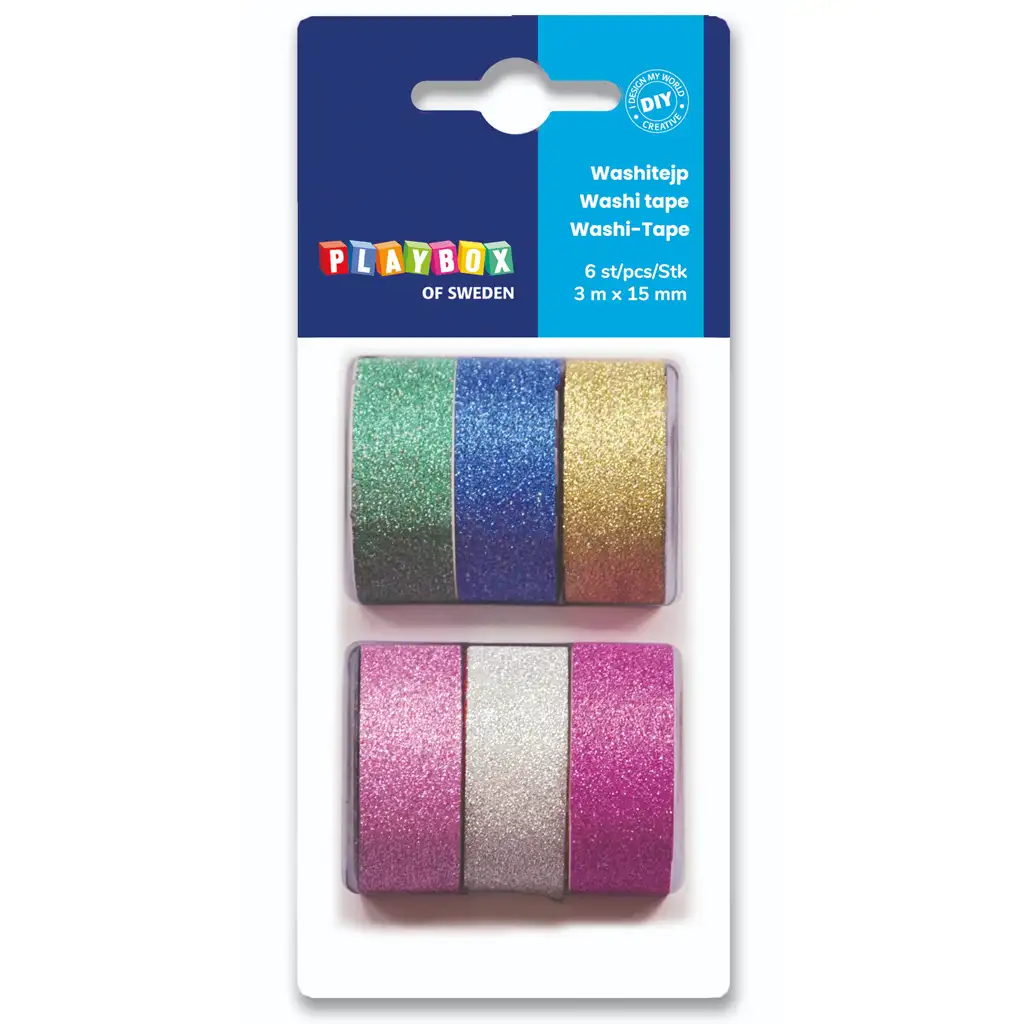 imagen de PlayBox: Set de cintas adhesivas decorativas con purpurina de 6 unidades 1