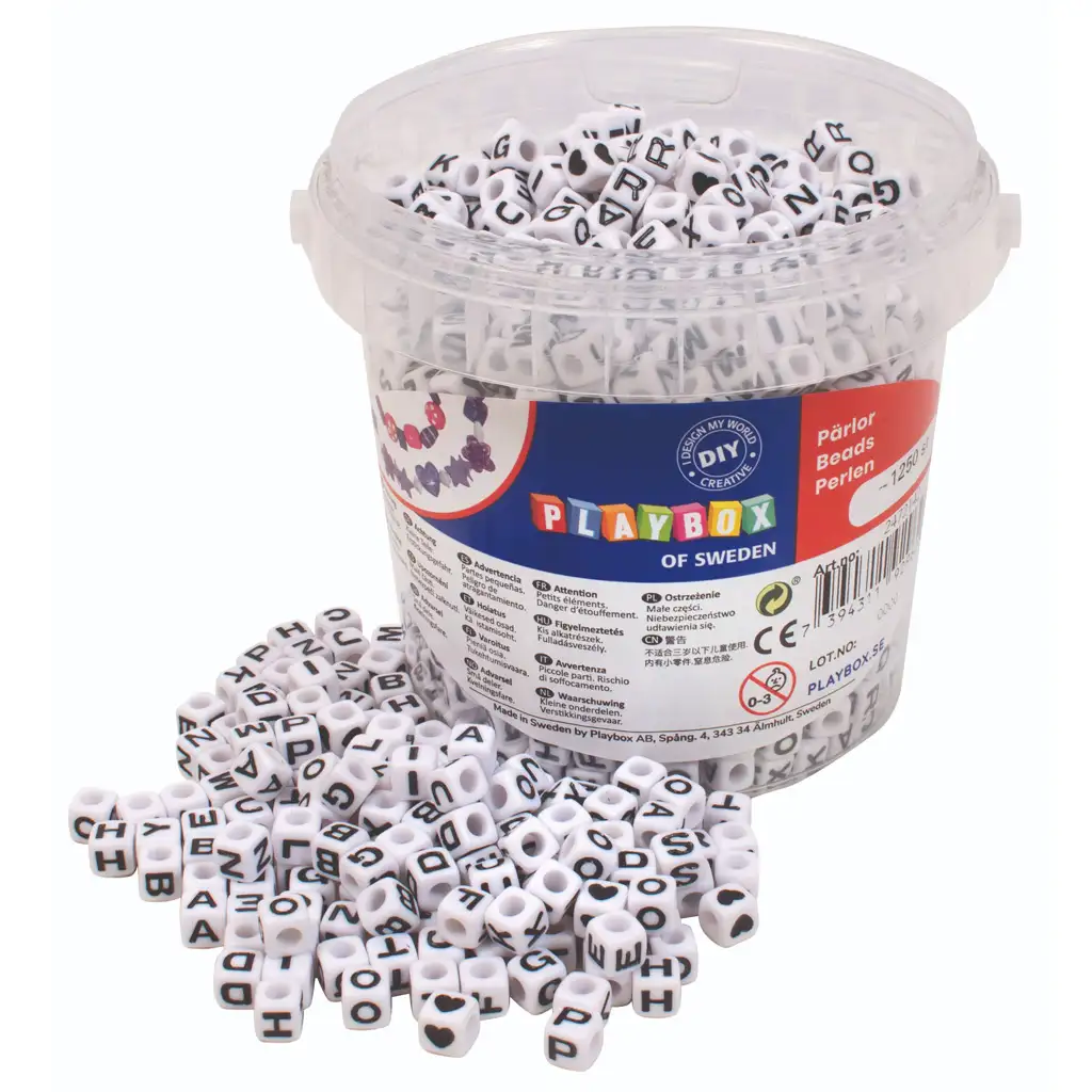 imagen de PlayBox: Set de cuentas con letras en cubo 1250 piezas 1