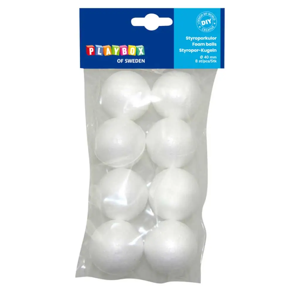 imagen de PlayBox: Set de esferas de poliestireno decorativas de 8 unidades 40mm 1