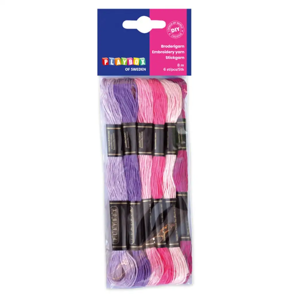 imagen de PlayBox: Set de hilos de bordado de 6 piezas en rosa y lila 1