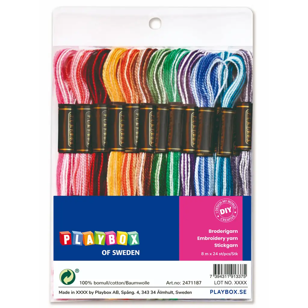 imagen de PlayBox: Set de hilos de bordado de algodón de colores 24 piezas 1